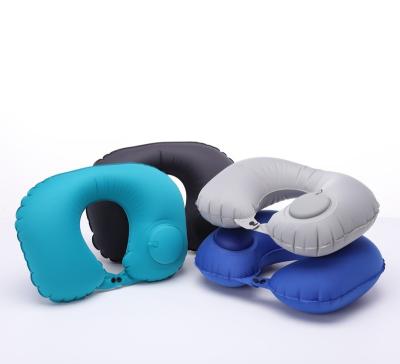 China Anti-static Inflatable Air Pillow PVC Outdoor Camping Cushion Floating Inflatable Travel Pillow Massage Folding U-Shaped Pillow for sale