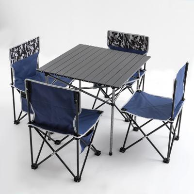 China Furniture Wholesale Modern Outdoor Promotional Portable Folding Table Camping Table 5 Chair Attached Tourist Sets for sale