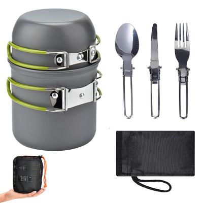 China Lightweight Picnic Raising Utensils Camping Cooking Set Portable Camp Tool Folding Cookware Tableware Set for sale