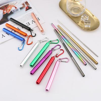 China hot sale extension type telescopic folding metal stainless steel reusable portable straws for sale