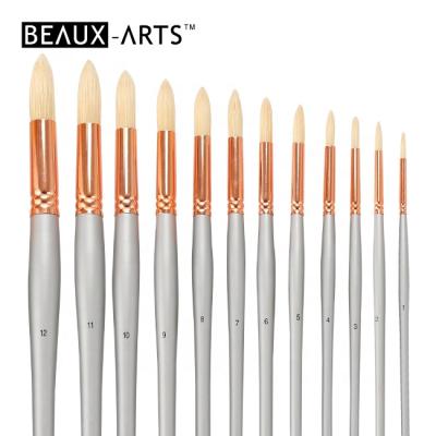 China Round Interlocked Chungking Oil Paint Boiled Pig Bristle Oil Artist Brushes Set for Oil and Acrylic Paint for sale