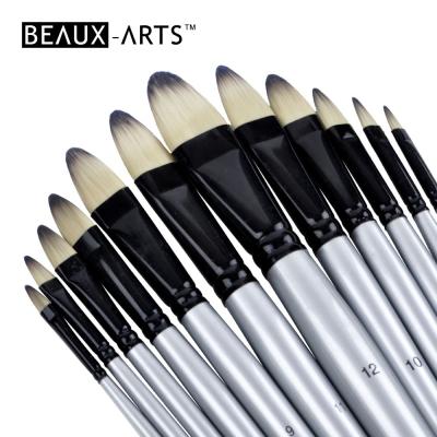 China Short Handle Acrylic Filbert Oil Hair Artist Brush Set Synthetic Pincel Brush Set Oil Painting Brushes for sale