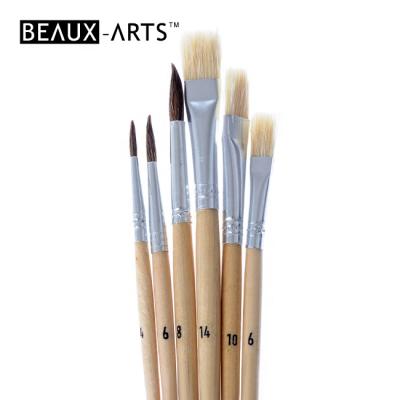 China Oil/Rich Acrylic Brush Flat Art Brushes with Hog Hair and Pony Hair Artist Paint Brush Set of Round for sale