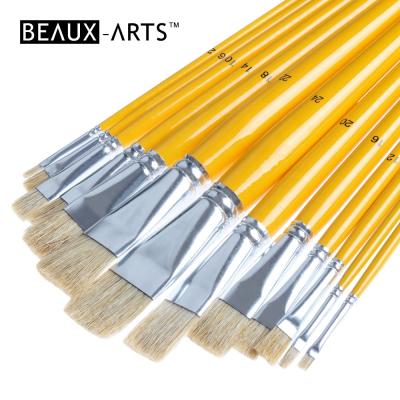 China Acrylic Oil Gouache Painting Good Quality Pig Hair Flat Brush Oil Paint Artist Brushes Acrylic Paint School Art Supplies for sale