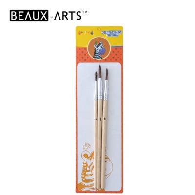 China Acrylic Gouache/Water/Tempra Color 3 Pcs Of Brushes Round Pony Hair Art Watercolor Brush Set For Student Grade Painting for sale