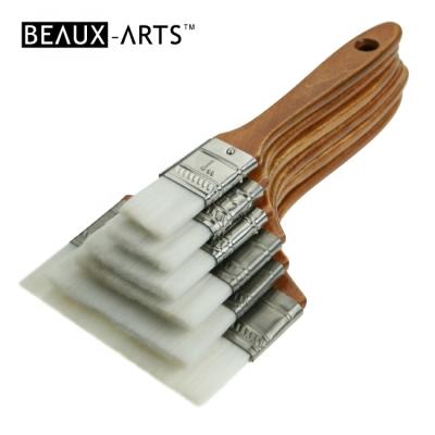 China Oil / Acrylic White Extra Firm Nylon Hair Brush With Comfortable Wooden Handle Paint Brush for sale