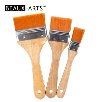 China For Oil use Gold Nylon Hair with Tin Ferrule Handle Wooden Brush for sale