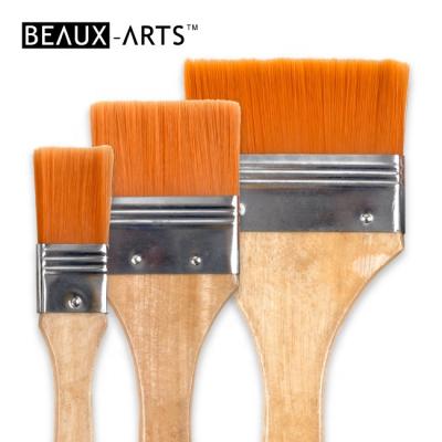 China Paint New Arrived 3 Pcs Hair Nylon Flat Paint Cheap Paint Brush With Tin Ferrule And Wooden Handle In 3 Different Sizes for sale