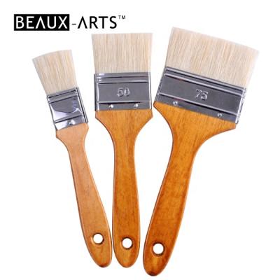 China For Oil Consumption Pig Bristle Hair Handle Artist Wooden Paint Brushes Art Set Professional Paint Brush Set for sale