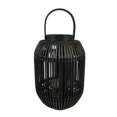 China ECO-frendly recycled handmade PE rattan holiday decoration shavings lantern with glass cup for sale