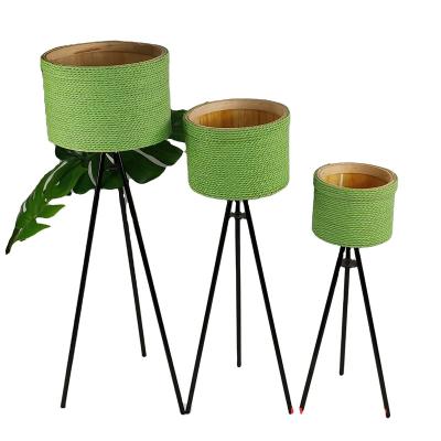 China Interesting CLASSIC Green Juterope Workmanship Home Decor Flower Pot for sale