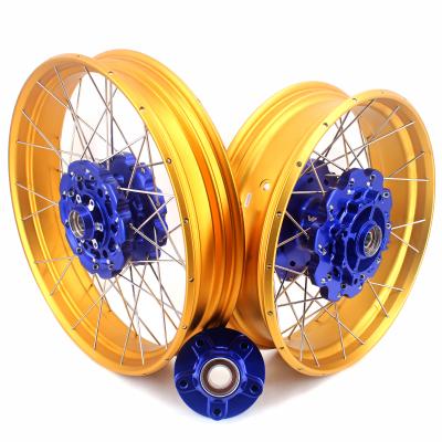 China »Fit» 3.0*19 VMX Aluminum 6082-T6 / 4.25*17 Tubeless For Africa 2016-2020 Twin CRF1000L Cush Drive Wheels Rims Blue Hub Gold Rim for sale