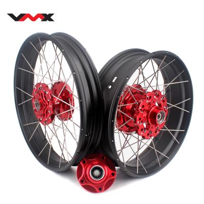 China » Wheels Hubs » 2.5*19 VMX Aluminum 6082-T6 / 4.25*17 Tubeless Set Compatible With HONDA CB500X 2019-2021 Red Hub Black Rim for sale