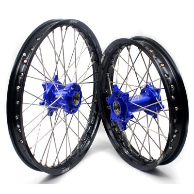 China 6082-T6 KKE 21/19 Aluminum Motorcycle CNC MX Wheels Rims Set Compatible With KTM 125 450 Ex SMC SXF Blue Hub Black Rim 2003-2020 for sale