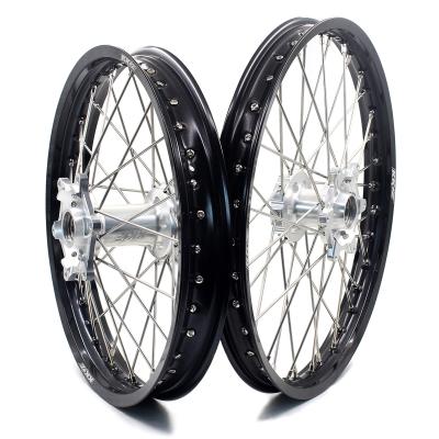 China 6082-T6 KKE 21/19 Motorcycle Aluminum CNC MX Wheels Compatible With KTM 125cc 450cc Silver Hub Black Rim Except SMC SXF SX for sale