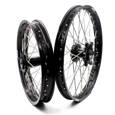 China 304 Stainless Steel KKE 21/19 CNC MX Wheels Rims Set Compatible With KTM 125 450 Exc SMC SXF SX 530cc 2003-2020 Black Rim/Hub for sale