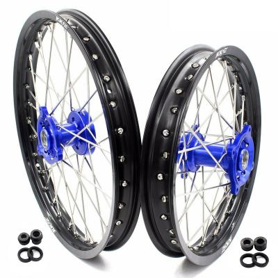 China 6082-T6 KKE Motorcycle 19/16 Aluminum Motobike MX Racing Wheels Rim Set Kid's Compatible with YAMAHA YZ85 YZ80 Hub Black Blue Rim for sale