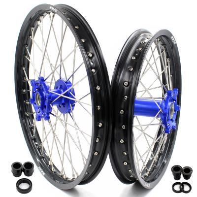 China 6082-T6 KKE Motorcycle 21/18 Wheel Aluminum Rims Set Fit For YAMAHA WR250F 2001-2019 WR450F Enduro Blue Anodized 2003-2018 Hubs for sale