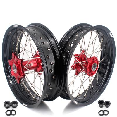 China 6082-T6 KKE Aluminum 17 Inch Supermoto Wheels Rims Set For BETA RR Anodized CNC Hub Red Black Rim By 2013-2022 for sale