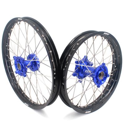 China 6082-T6 KKE 21/18 SHERCO SER SEF All Model Motorcycle Enduro Spoked Aluminum Wheels Fit With Hub Black Anodized Blue Rim for sale