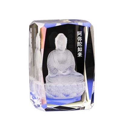 China Religious Three Dimensional Crystal Buddha Carved Buddhist Supplies Custom Sakyamuni Buddha Home Furnishing Pieces for sale