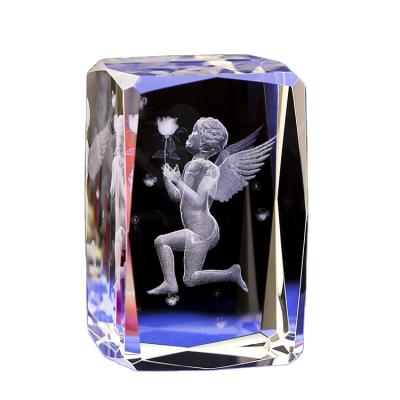 China Europe Creative Crystal Inside Carving Guardian Angel Rose Crystal Crafts To Send Goddess Children Activities Gifts Customized Gifts for sale