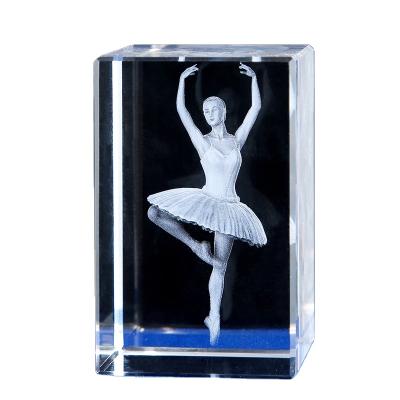 China Contemporary and Contracted Crystal Crafts Ballet Crystal Inside Carved Gifts Like Souvenirs High End Custom Promotional Home Decor Items for sale