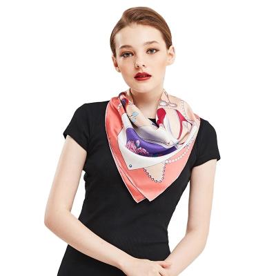 China Aurora Branded Business Gifts Designer Scarves Women Lady Colorful Square Shawls 100% Twill Luxury Silk Scarf 90cm for sale