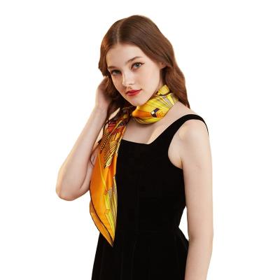 China Aurora Branded Business Gifts Designer Scarves Women Lady Colorful Square Shawls 100% Twill Luxury Silk Scarf 90cm for sale