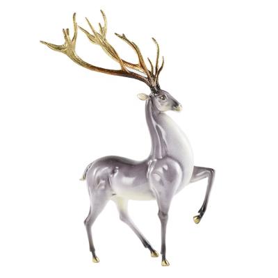 China Desktop Fine Copper High Quality Exquisite Crafts Ornament Deer Decoration Europe Table Gift Affordable Luxury Present for sale