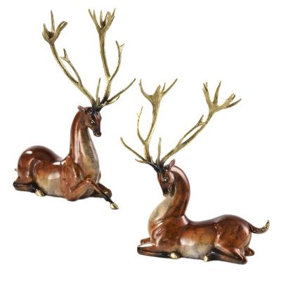 China Desktop Fine Copper High Quality Exquisite Crafts Ornament Deer Decoration Europe Table Gift Affordable Luxury Present for sale