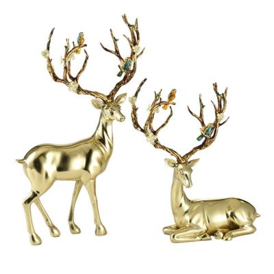 China Desktop Fine Copper High Quality Exquisite Crafts Ornament Deer Decoration Europe Table Gift Affordable Luxury Present for sale