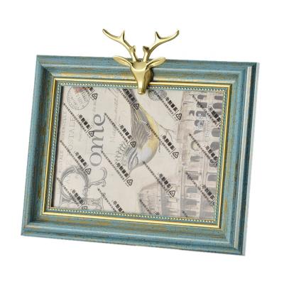 China Metal PS Foam Board With Copper H65 Head Deer Photo Frame XK-X007 Retro Vintage Style With Antique Finishing for sale