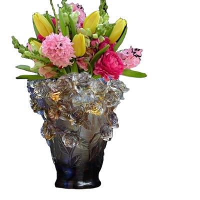 China China Luxury Light Rose Vase Decoration Piece Home Living Room Office Show Decorative Home Accessories for sale