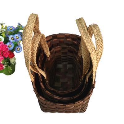 China Sustainable European Portable Woven Storage Basket Shopping Basket Food Storage Container for sale