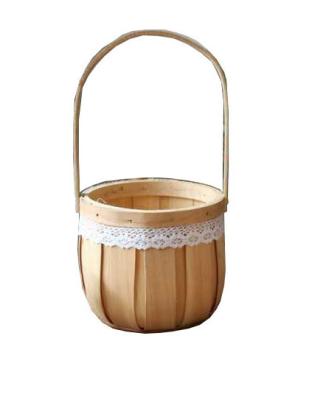 China Modern Design Swarf Flower Potted Plant Basket Woven Handle Basket Sustainable Wedding Basket With Lace for sale