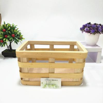 China Natural Folding Fruit Storage Basket Wedding Fruit Basket Decoration Waste Wood Basket for sale