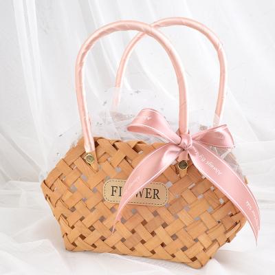 China Viable Handmade Wooden Woven Flower Basket Kids Play Basket Small Gift Basket Basket for sale