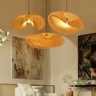 China Eco-friendly Weave Bamboo Pendant Lamp Shade Creative Nordic Designer For Vietnam Bar Cafe Restaurant for sale