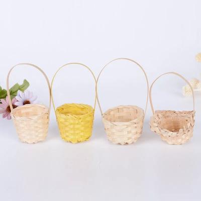 China Eco - Friendly Top Selling Colorful Oval Flower Basket Bamboo Fruit Baskets With Handle for sale