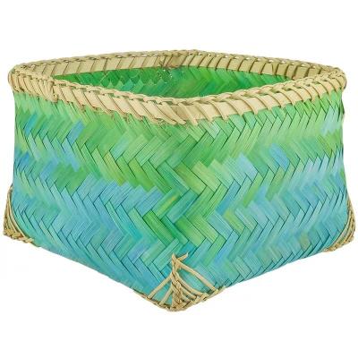 China Ethnic style bamboo fruit and vegetable snack basket bamboo desktop woven storage folding weaving basket for sale