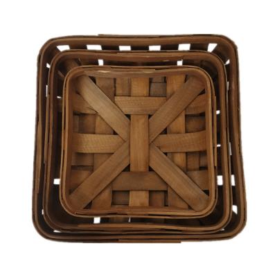 China Europe factory produce wooden chip tobacco basket with decoration for sale