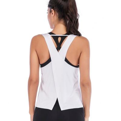 China Breathable Cheap Sexy Summer Ladies Women Cross Back Loose Activewear Tank Tops Bodybuilding Wear for sale