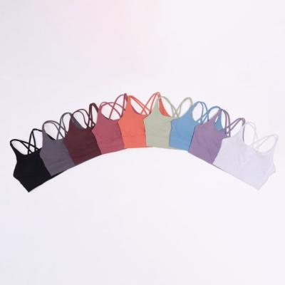 China New style 80% 20% spandex breathable comfortable yoga tight fitting bra solid color breathable nylon vest for sale