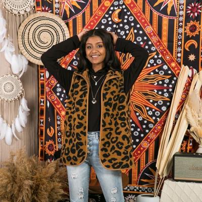 China 2021 Fall And Winter Sustainable Plus Size Thick Women's Leopard Faux Fur Vest for sale