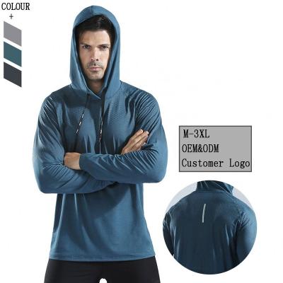 China Breathable Sports Use Long Sleeve Workout Sweatshirt High Elasticity Mens Gym Fitness Shirts Pullover Hoodie for sale