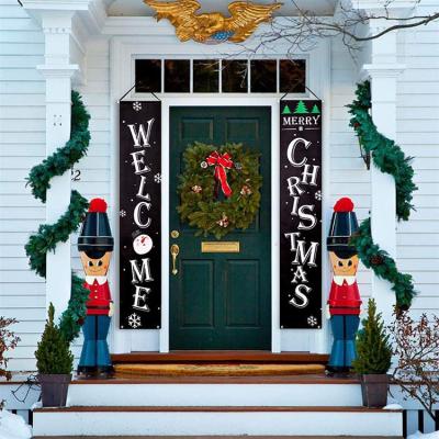 China New Design Merry Christmas Banners Custom Door Curtain Couplet Hanging Decorative Banners for sale