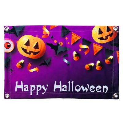 China Portable Polyester Cloth Decoration Holiday Halloween Factory DJ Backdrop Hanging Banner for sale