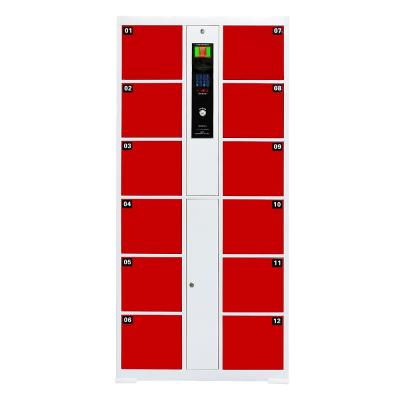 China Self Service Commercial 12 Door Supermarket Furniture Office Smart Parcel Locker With Barcode Metal Cabinet en venta