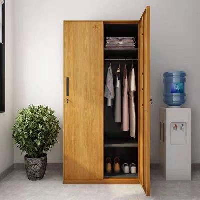 China Fit for Metal 2 Door Metal Steel Wooden Door Wardrobe School Clothes Locker Cabinet Steel Wardrobe for sale